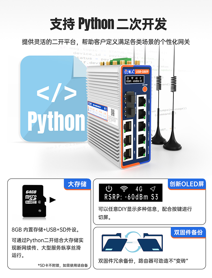 千兆邊緣路由器USR-G809s：支持Python 二次開(kāi)發(fā)